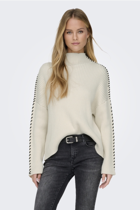 Only ecru dames trui | Model vooraanzicht