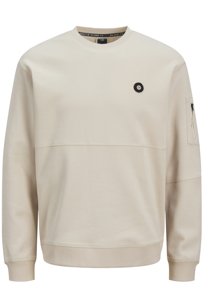 Jack & Jones ecru heren sweater | Vooraanzicht