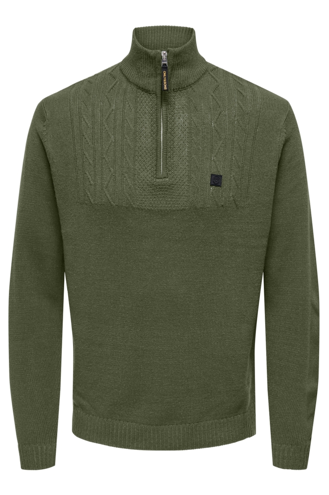 Only & Sons groene heren trui | Vooraanzicht