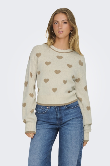 Jacqueline de Yong beige dames trui | Model vooraanzicht