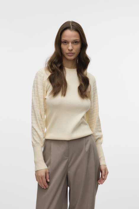 Vero Moda beige dames trui | Model vooraanzicht