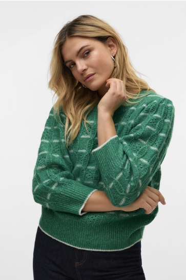 Vero Moda Trui VMNEWLEONOR 3/4 O-NECK PULLOVER GA 10321290 BOPHORU/MELANGE W.