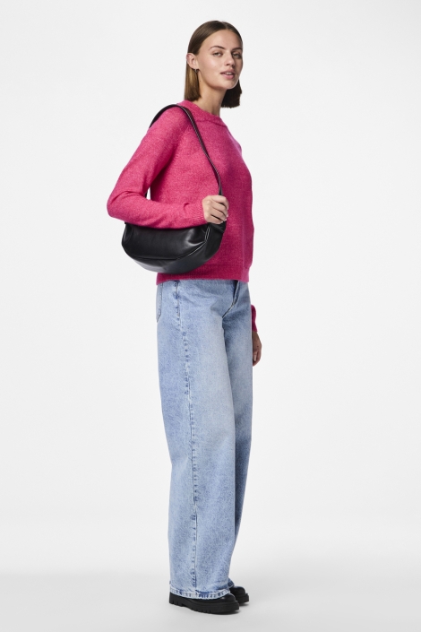 Pieces roze dames trui | Model zijaanzicht