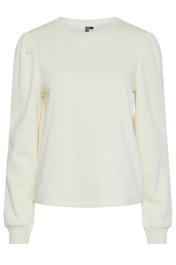 Pieces Trui PCCHILLI LS PUFF SWEAT NOOS CP BC 17151142 WHITE PEPPER