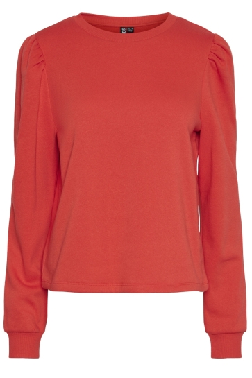 Pieces Trui PCCHILLI LS PUFF SWEAT NOOS CP BC 17151142 POPPY RED