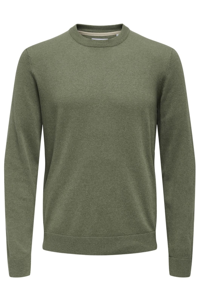 Only & Sons groene heren trui | Vooraanzicht