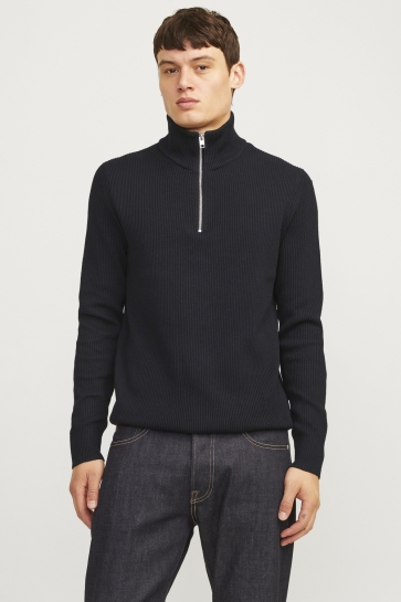 Jack & Jones Trui JJEPERFECT KNIT HALF ZIP SN 12257773 Black
