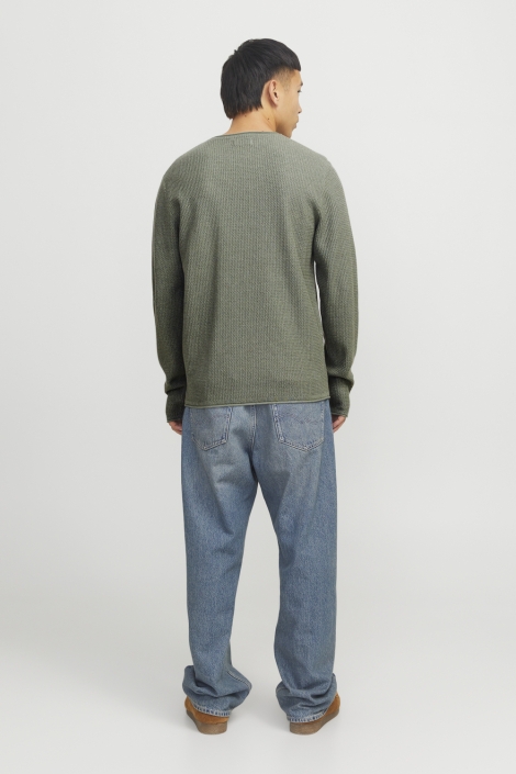 Jack & Jones groene heren trui | Model achteraanzicht