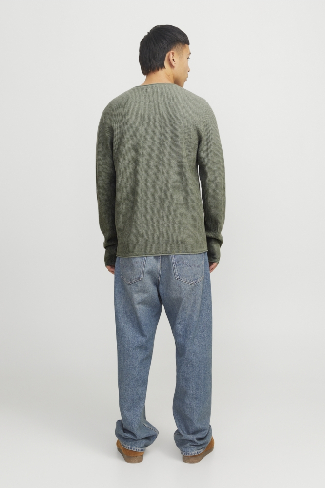 Jack & Jones groene heren trui | Model achteraanzicht