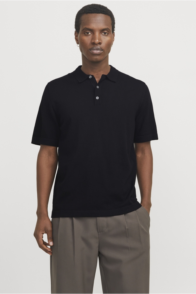 JJEEMIL KNIT RELAXED POLO SS SN 12268216 BLACK