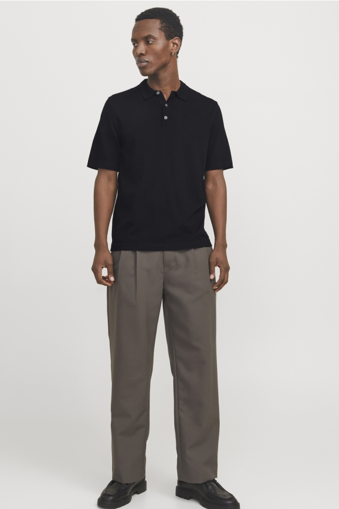 JJEEMIL KNIT RELAXED POLO SS SN 12268216 BLACK