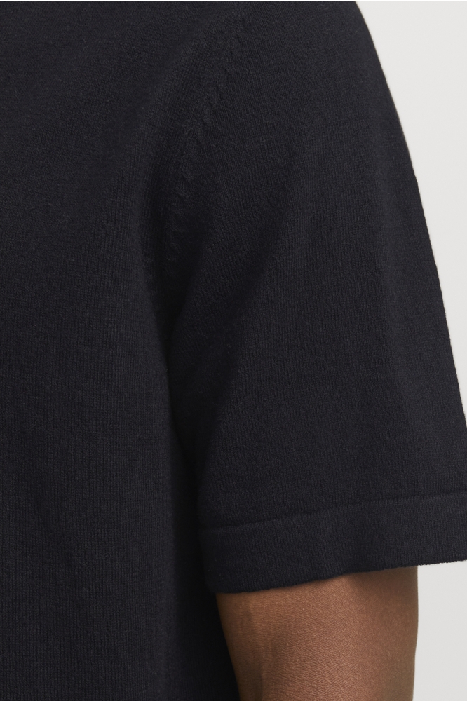 JJEEMIL KNIT RELAXED POLO SS SN 12268216 BLACK
