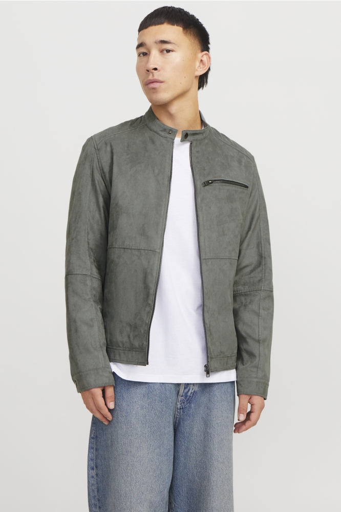 Jack & Jones grijze heren jas | Model vooraanzicht
