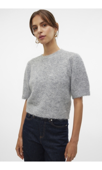 VMNOVAH SS O-NECK PUFF PULLOVER GA 10320494 MEDIUM GREY MELANGE
