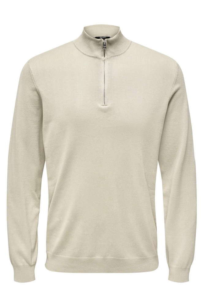 Only & Sons beige heren trui | Vooraanzicht