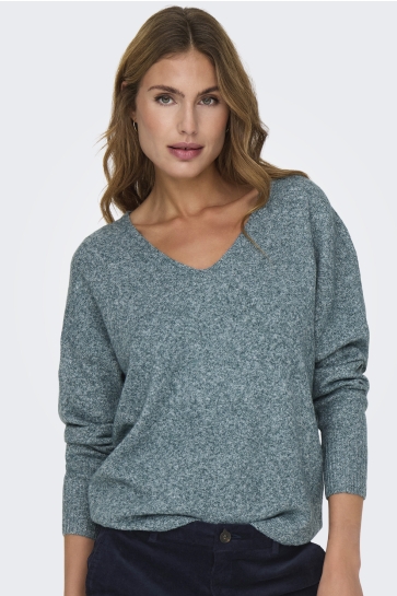 Only Trui ONLRICA LIFE L/S V-NECK PULLO KNT N 15224360 SEA MOSS/W MELANGE