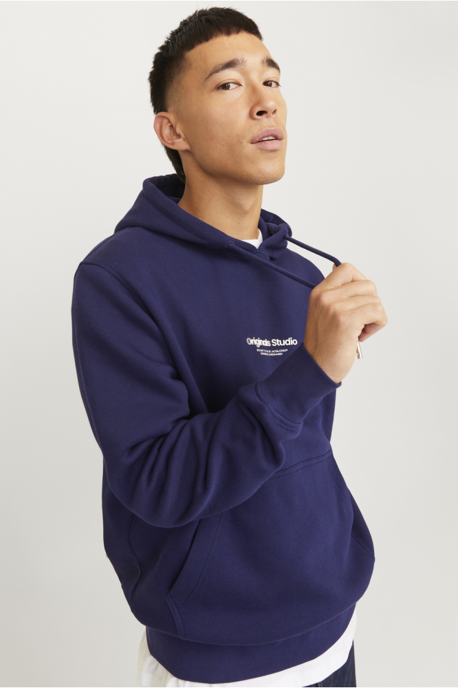 Jack & Jones blauwe heren sweater | Model zijaanzicht