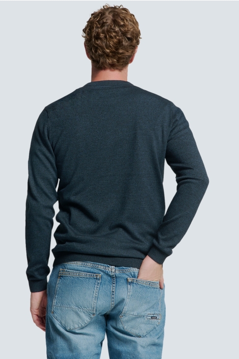 NO-EXCESS blauwe heren trui | Model achteraanzicht