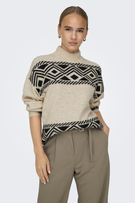Only beige dames trui | Model vooraanzicht