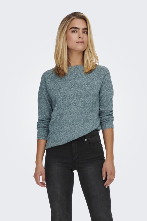 Only blauwe dames trui | Model vooraanzicht