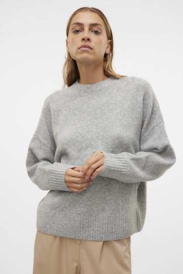 Vero Moda Trui VMBOOM LS O-NECK PULLOVER GA NOOS 10320463 LIGHT GREY MELANGE
