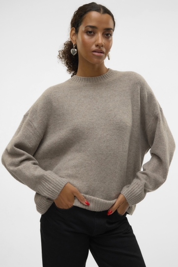 Vero Moda Trui VMBOOM LS O-NECK PULLOVER GA NOOS 10320463 MOON ROCK/MELANGE