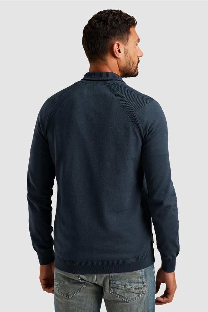 Cast Iron blauwe heren trui | Model achteraanzicht