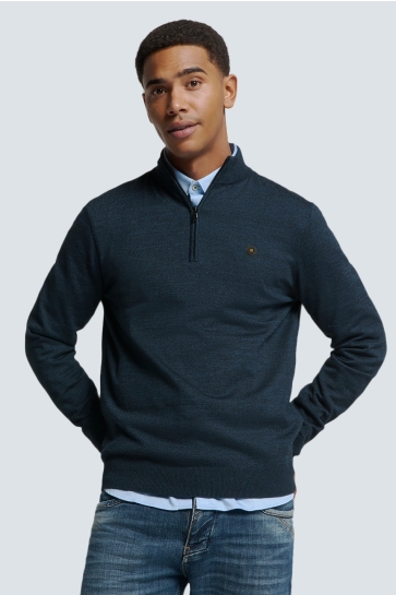 NO-EXCESS Trui TIMELESS BASIC HALF ZIP TRUI N2185 037 NAVY