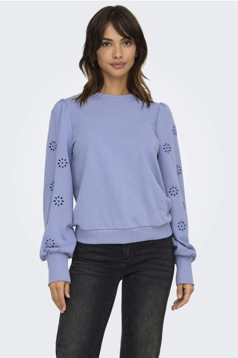 Only blauwe dames sweater | Model vooraanzicht