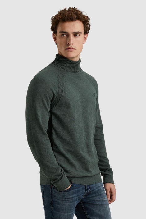 Cast Iron groene heren trui | Model zijaanzicht
