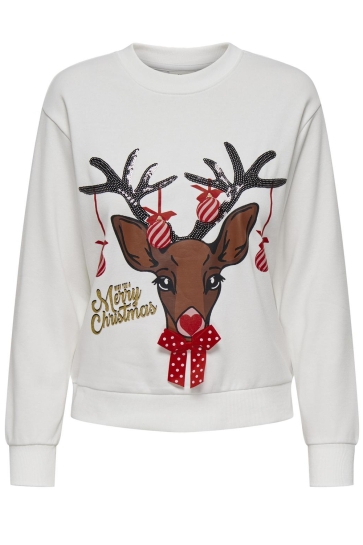 Jacqueline de Yong JDYPARIS L/S XMAS SWEAT JRS ATK 15331693 CLOUD DANCER/REINDEER