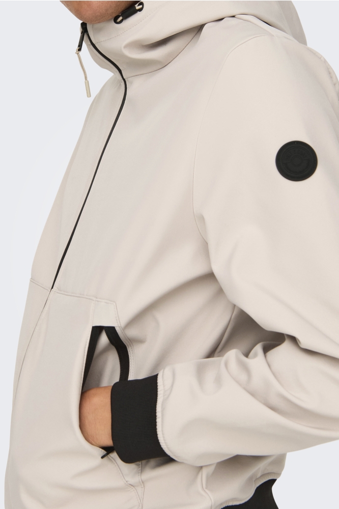 Only & Sons beige heren jas | Close up