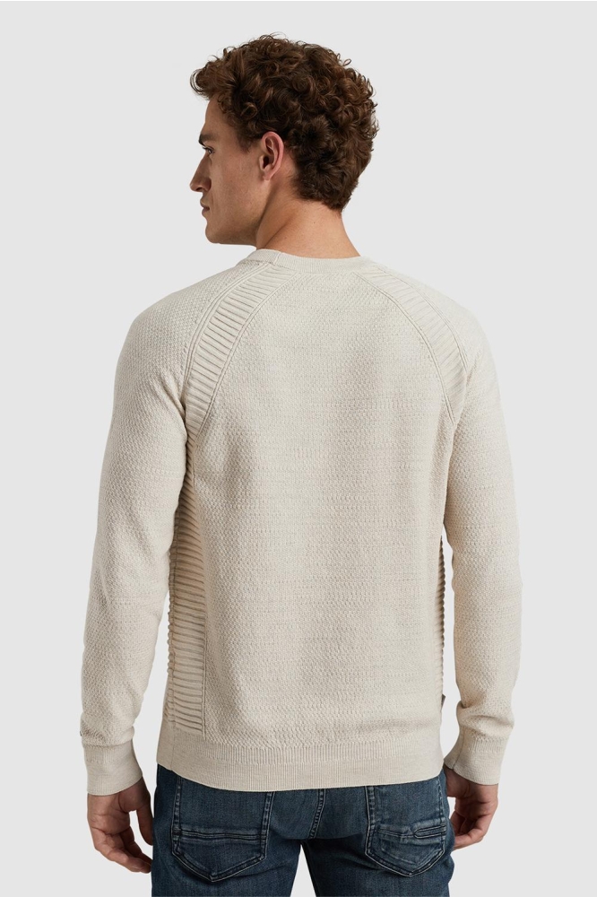 Cast Iron beige heren trui | Model achteraanzicht
