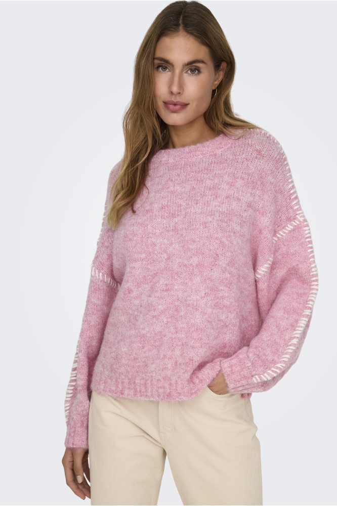 Jacqueline de Yong roze dames trui | Model vooraanzicht