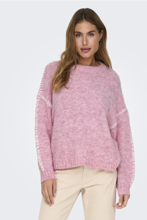 Jacqueline de Yong roze dames trui | Model vooraanzicht