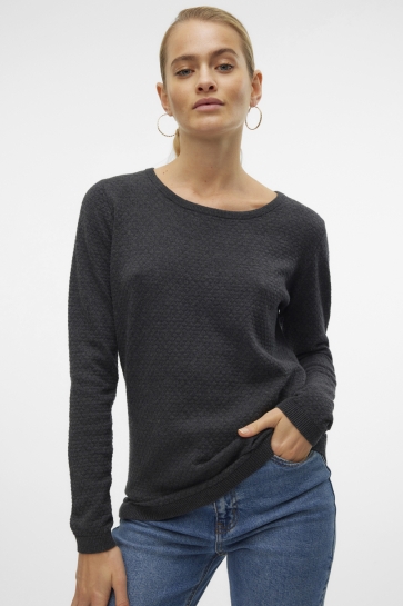 Vero Moda VMCARE STRUCTURE LS O-NECK BLOU NOO 10136644 Dark Grey Melange