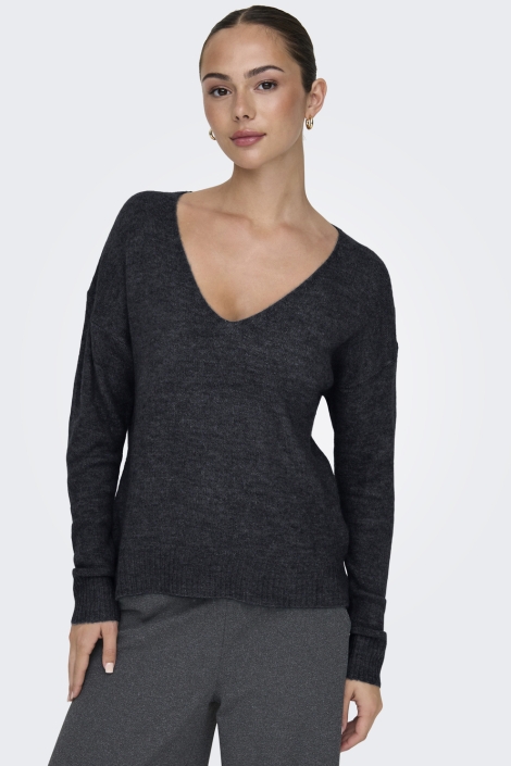 Jacqueline de Yong blauwe dames trui | Model vooraanzicht