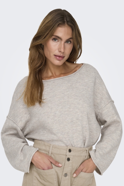 Jacqueline de Yong grijze dames trui | Model vooraanzicht