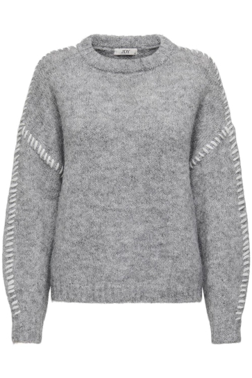 Jacqueline de Yong Trui JDYZOEY LIFE L/S ON STITCH PULL KNT 15336758 Light Grey Melange