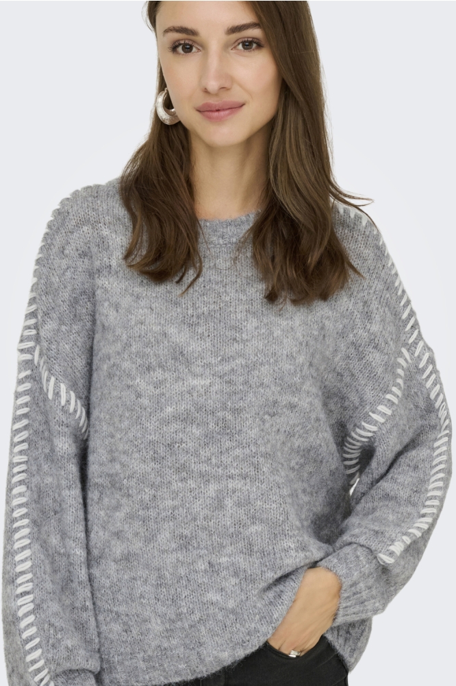 Jacqueline de Yong grijze dames trui | Model