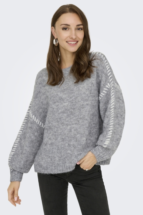 Jacqueline de Yong grijze dames trui | Model