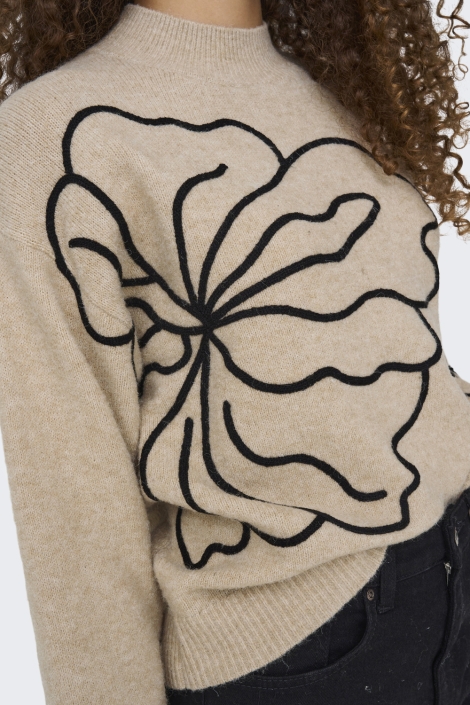 Jacqueline de Yong beige dames trui | Close up