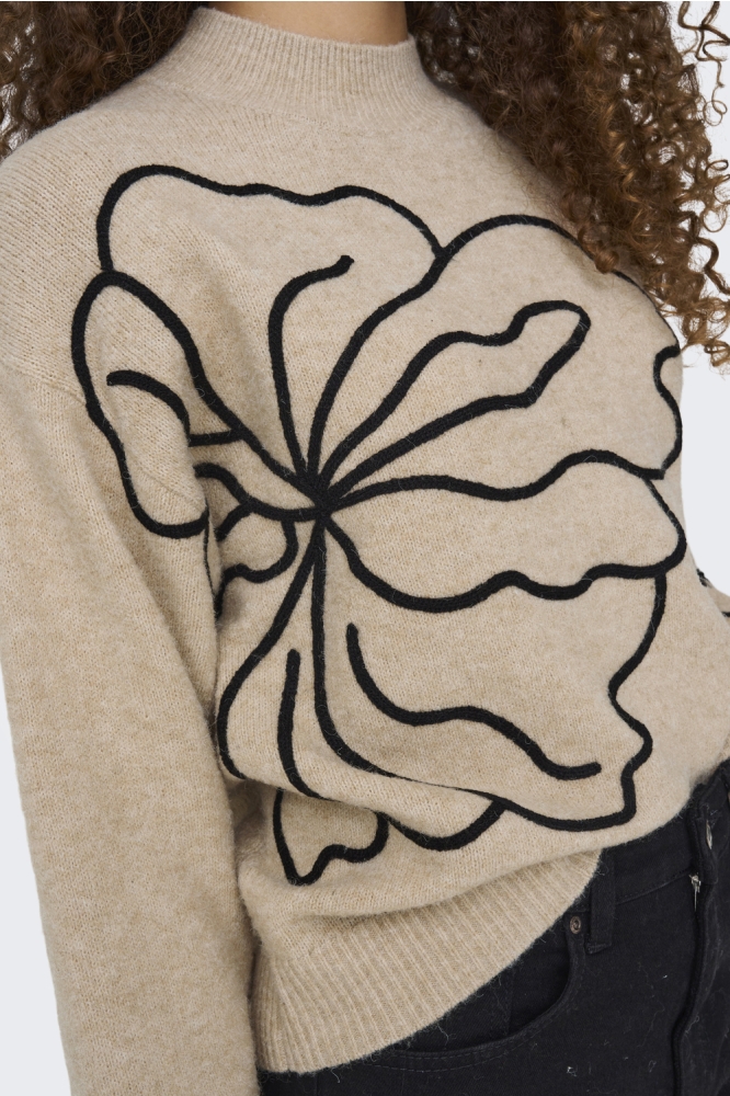 Jacqueline de Yong beige dames trui | Close up