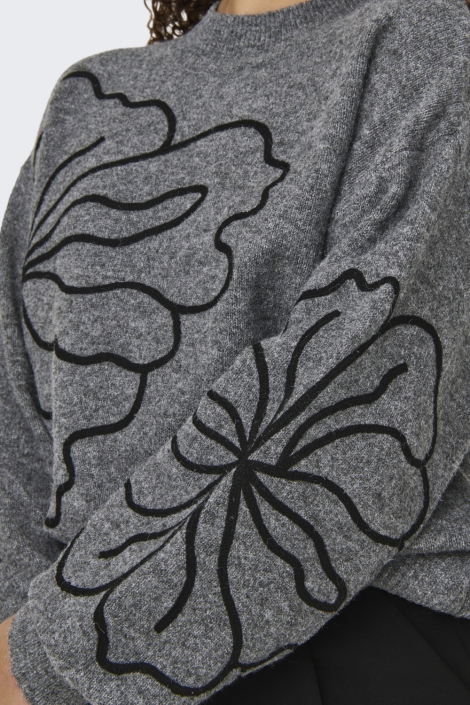 Jacqueline de Yong grijze dames trui | Close up