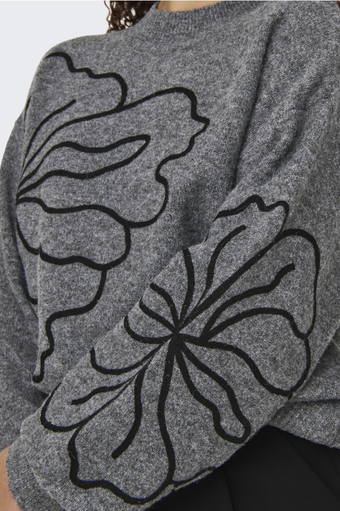 Jacqueline de Yong grijze dames trui | Close up