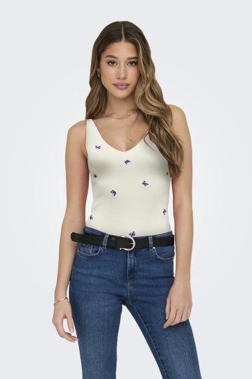 Jacqueline de Yong Top JDYNANNA S/L EMBROIDERY TOP KNT 15257194 CLOUD DANCER
