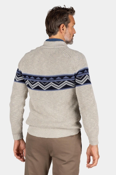 NZA beige heren trui | Model achteraanzicht
