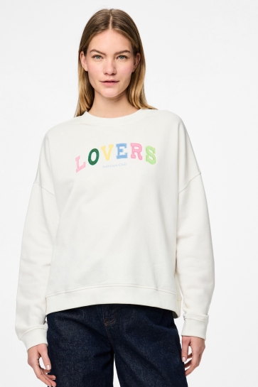 Pieces Trui PCTOVE LS SWEAT BC 17157445 CLOUD DANCER/COLORFUL LOVERS