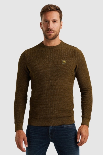 PME legend Trui TRUI VAN KATOEN MOULINE PKW2410300 1119 BUCKTHORNE BROWN
