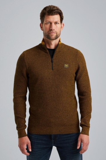 PME legend Trui TRUI MET HALVE RITS PKW2410301 1119 BUCKTHORNE BROWN